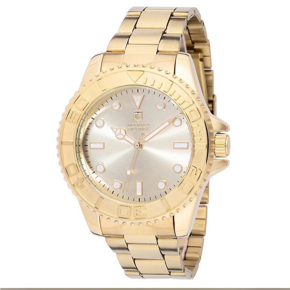 Montres Prestige Gold Tone Watch 43mm Gold Dial Luxury Dress Style
